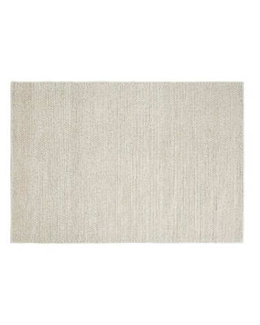Tapis en laine tissé et reliéfé en laine et coton beiges 200x300
