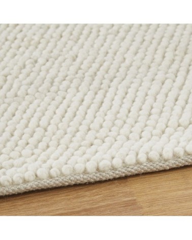 Tapis en laine tissé et reliéfé en laine et coton beiges 200x300