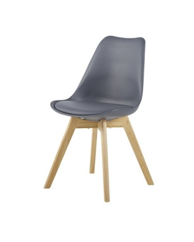 Chaise style scandinave gris moyen et hévéa