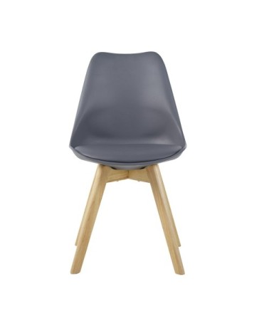 Chaise style scandinave gris moyen et hévéa