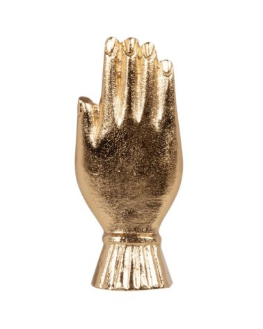Statuette main en aluminium doré H18