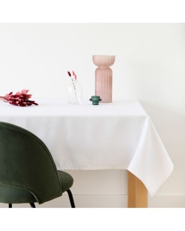 Nappe blanche en jacquard à motifs dorés 150x250