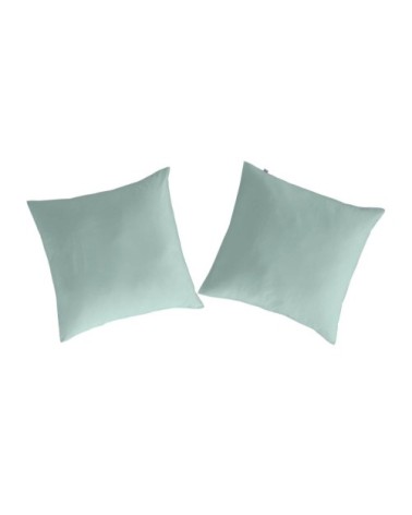 2 taies d'oreiller en coton vert 65x65