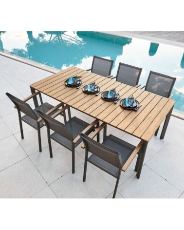 Table de jardin en aluminium gris anthracite 6/8 personnes