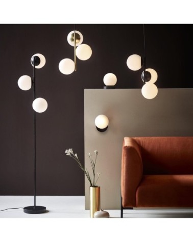 Suspension métal/verre noir H36.5cm