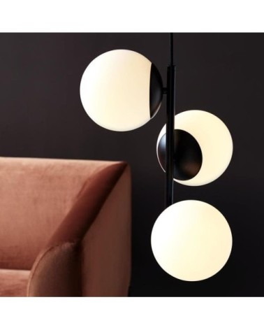 Suspension métal/verre noir H36.5cm