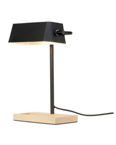 Lampe de bureau bois/métal noir H40cm
