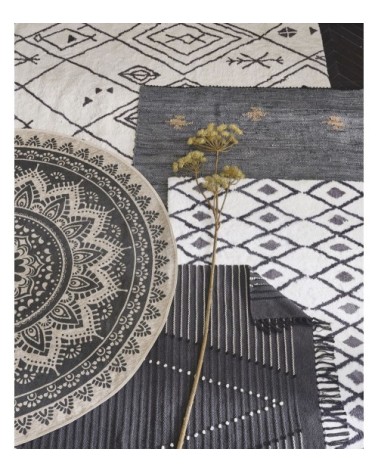 Tapis en jute et coton recyclé gris anthracite à motifs D180