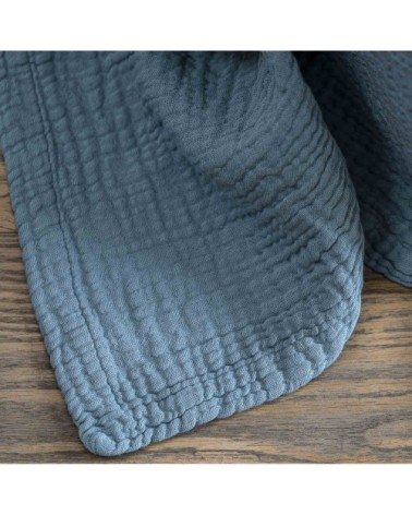 Dessus de lit gaze de coton bleu fumé 240X260 CM