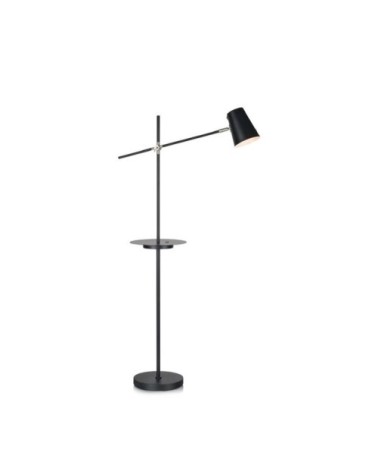 Lampadaire liseuse avec tablette et port USB noir H144cm