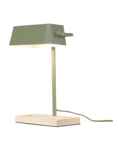 Lampe de bureau bois/métal vert H40cm