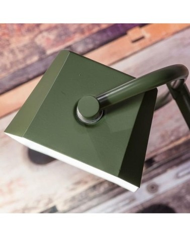 Lampe de bureau bois/métal vert H40cm