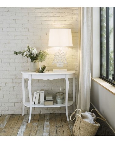 Table console en bois blanche L 94 cm