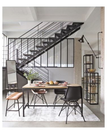 Colonne industrielle en bois de sapin massif blanchi et métal