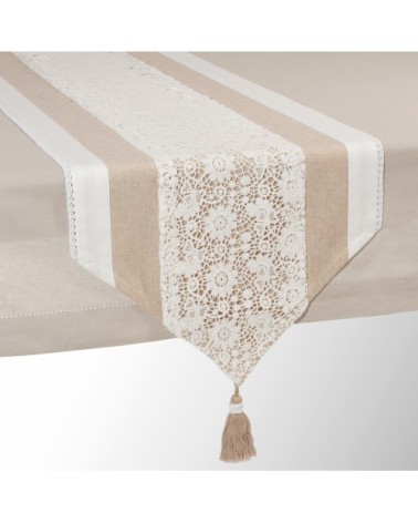 Chemin de table en coton beige L 150 cm WONDERFUL