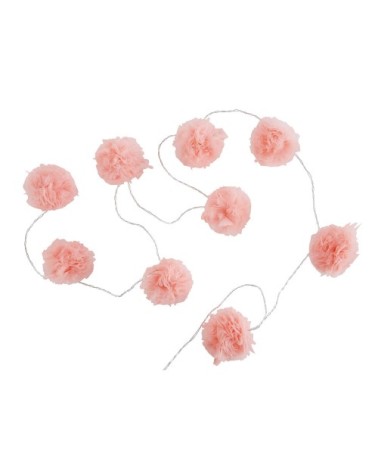 Guirlande lumineuse 9 LED pompons roses L214