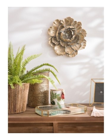 Déco murale fleur dorée 31x30