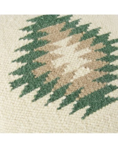Coussin en laine tissée écrue motifs graphiques 45x45