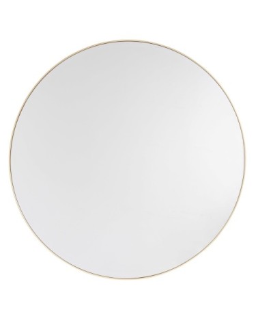 Miroir rond biseauté en métal doré D100