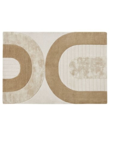 Tapis tufté à la main beige, blanc et marron motifs arches 160x230
