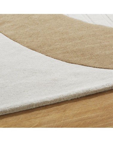 Tapis tufté à la main beige, blanc et marron motifs arches 160x230