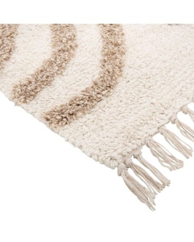 Tapis en coton motifs tuftés écrus et marron 60x120
