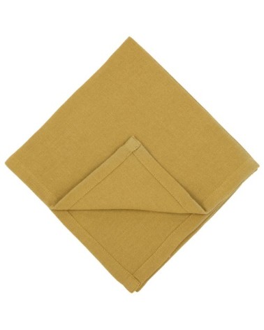 Serviettes en coton kaki et jaune 40x40 (x4)