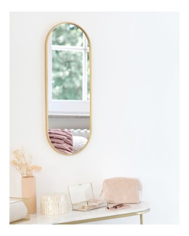 Miroir ovale en métal doré effet feuilles d'or 30x80
