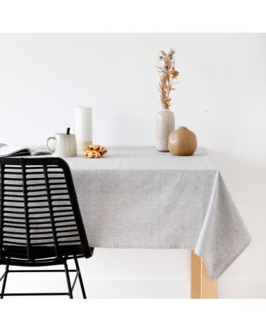 Nappe en coton gris chiné 130x130