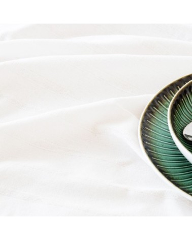 Nappe en coton blanche à rayures 150x250