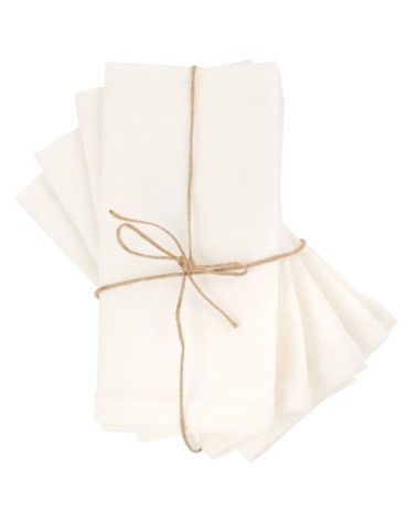 Serviettes en coton à rayures blanches 40x40 (x4)