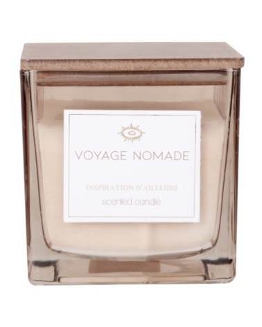 Bougie parfumée carrée taupe en verre 520g