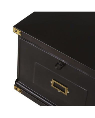 Meuble TV 2 portes en métal noir et coloris laiton