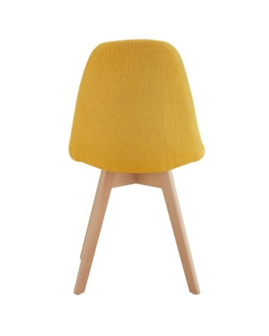 Chaise scandinave tissu curry pied hêtre (x2)