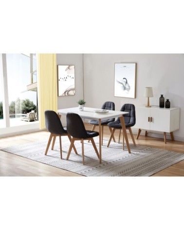 Chaise scandinave tissu anthracite pied hêtre (x2)