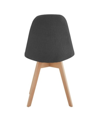 Chaise scandinave tissu anthracite pied hêtre (x2)