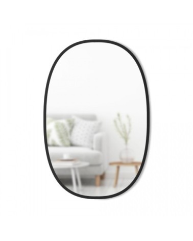 Miroir mural ovale Hub contour caoutchouc noir 91x61cm