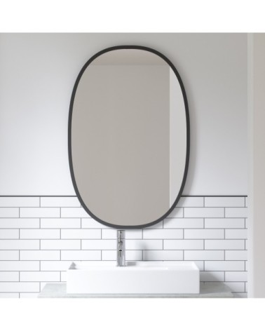 Miroir mural ovale Hub contour caoutchouc noir 91x61cm
