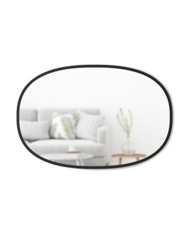 Miroir mural ovale Hub contour caoutchouc noir 91x61cm