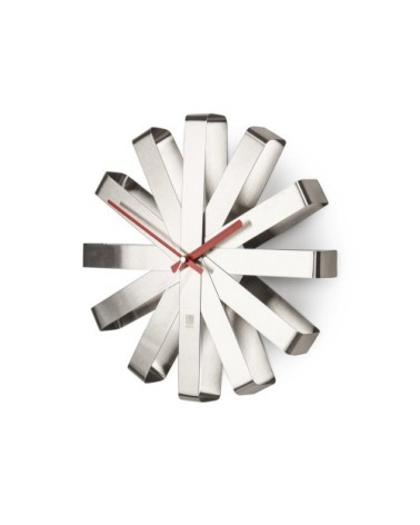 Horloge murale silencieuse en métal coloris nickel