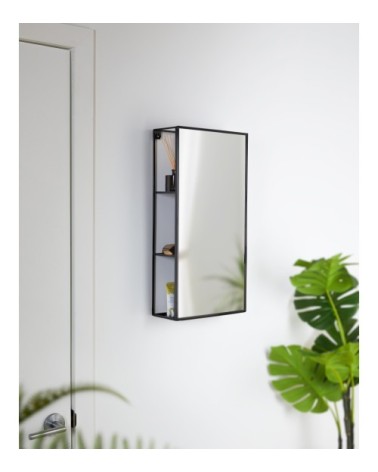 Miroir et rangements cubiko verre noir