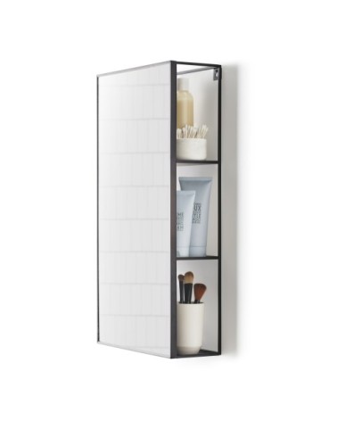 Miroir et rangements cubiko verre noir