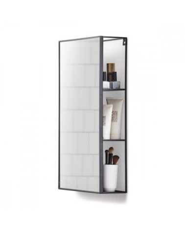 Miroir et rangements cubiko verre noir