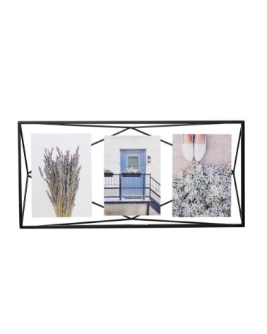 Cadre pour 3 photos 13x18cm, à poser ou fixer, métal noir