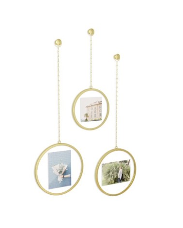 Lot de 3 cadres photo ronds dorés