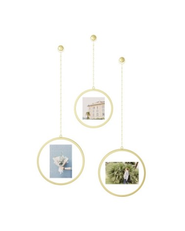 Lot de 3 cadres photo ronds dorés