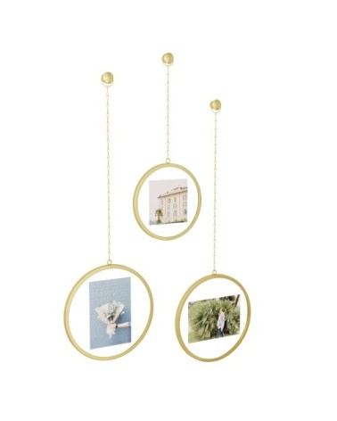 Lot de 3 cadres photo ronds dorés