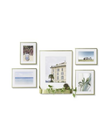 Jeu de 5 porte photos avec 1 porte plante métal