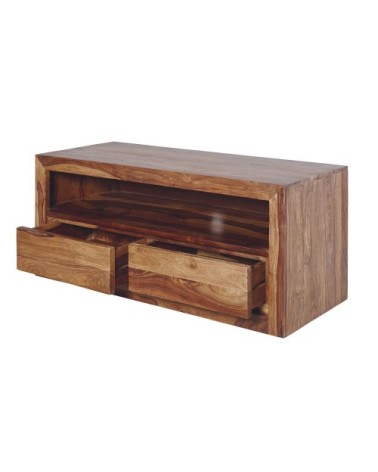Meuble TV 2 tiroirs en sheesham massif