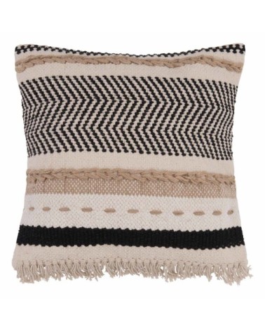 Coussin en coton écru imprimé 45x45